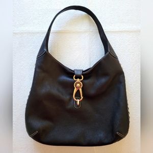 Dooney & Bourke black gold Whipped Stitched Hobo Shoulder Bag